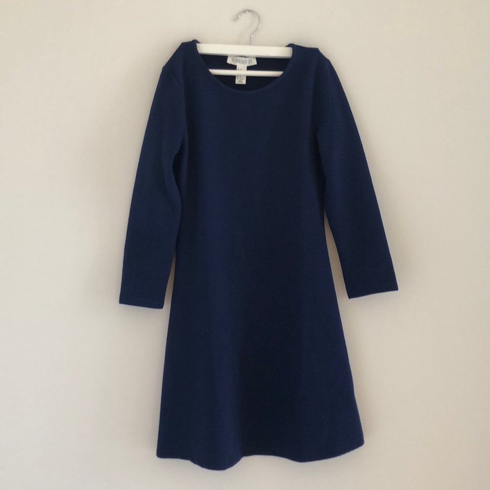 Ribbed Navy Dress